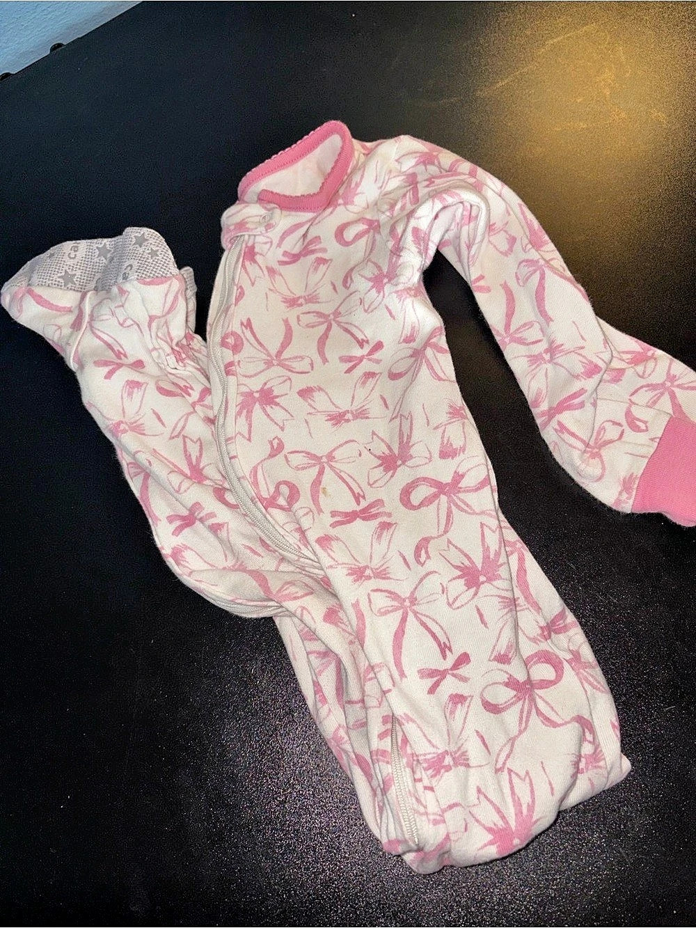 Carter's Pink Bow Fleece Footed Pajamas Pink & White Baby 4T